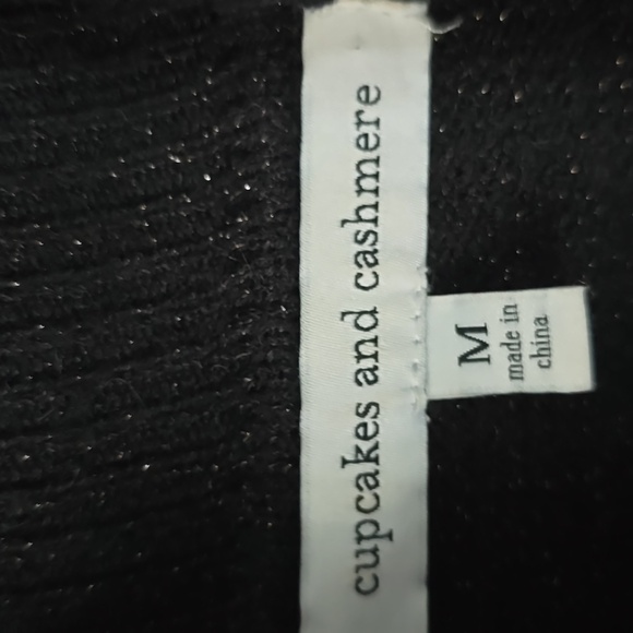 cupcakes & cashmere Anthropologie Black and Silver Striped Mock Neck Sweater - Picture 3 of 7